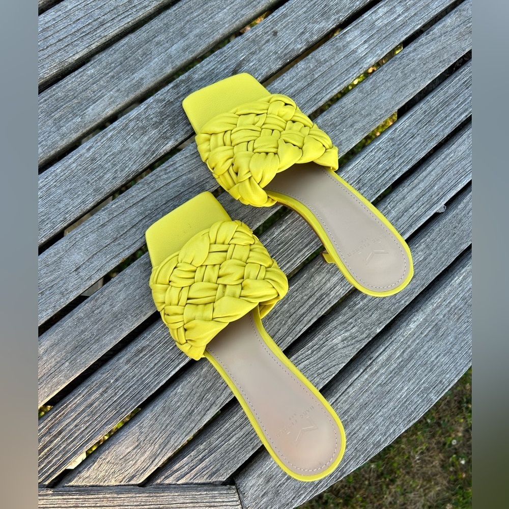 Marc Fisher Yellow Draya Square Toe Slides Size 7… - image 4